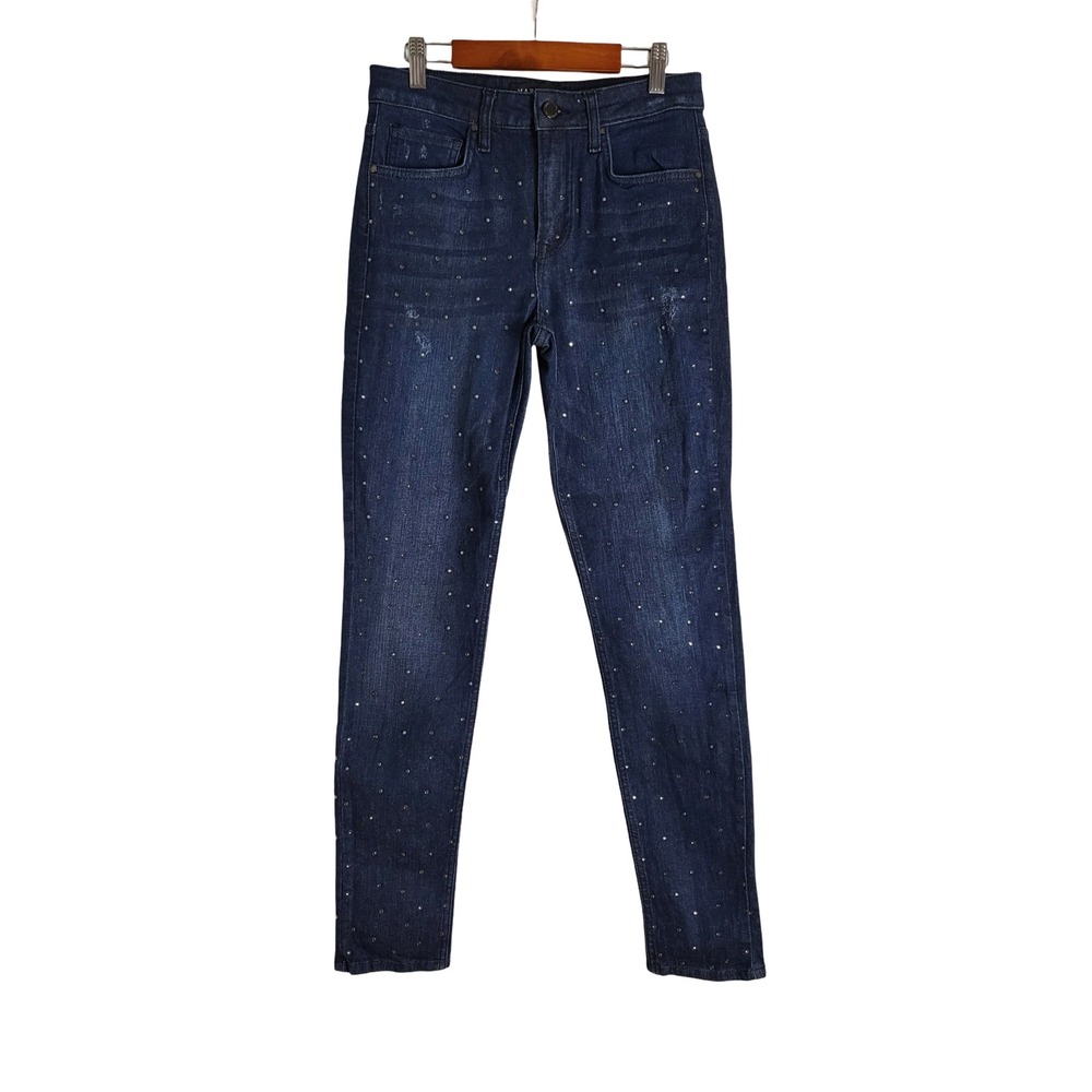 Marciano LA Studded Skinny Jeans Dark Wash Distressed Denim 28 Y2K Glam